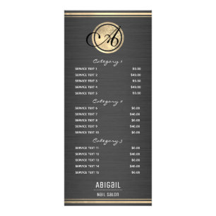 Gold Monogram Bürstenmetall Nail Salon 3 Service Werbekarte