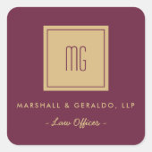 Gold Monogram Business Stickers (Vorderseite)