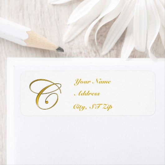 Gold Monogram C Address Labels (Insitu)