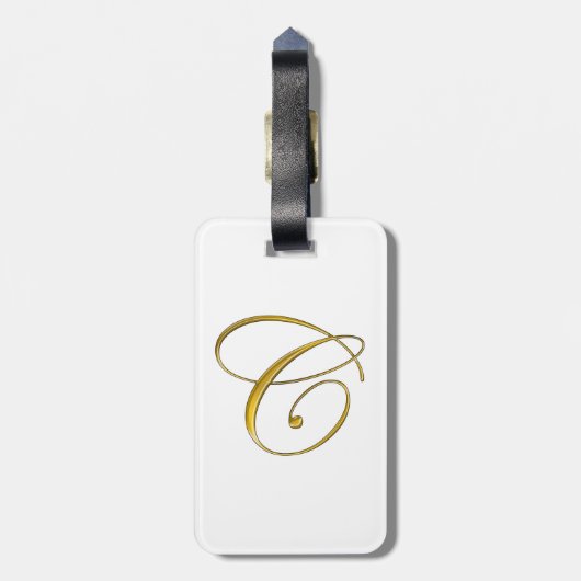 Gold Monogram C Gepäckanhänger (Rückseite vertikal)