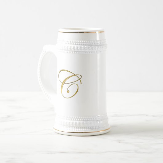Gold Monogram C Kaffeemuggel und Steine Bierglas (Vorderseite Links)
