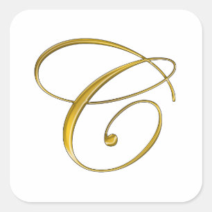 Gold Monogram C Stickers