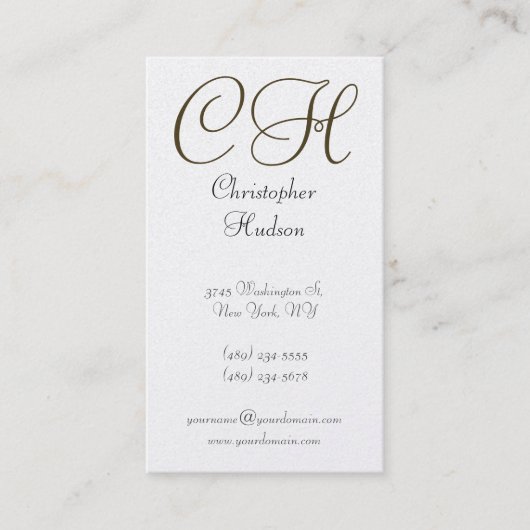 Gold Monogram Calligraphy Script Business Card Visitenkarte (Vorderseite)