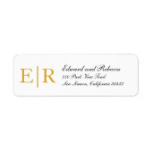 Gold Monogram Calligraphy Wedding Rücksendeadresse (Vorne)