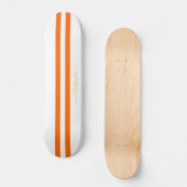 Gold Monogram Classic Orange White Racing Stripes Skateboard (Vorderseite)