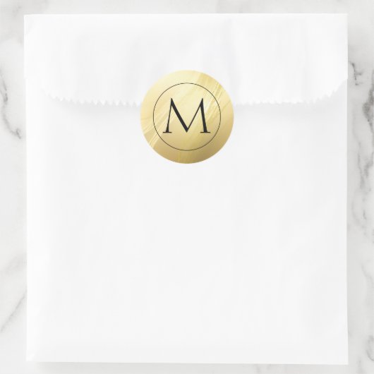 Gold Monogram Classic Round Aufkleber (Tasche)