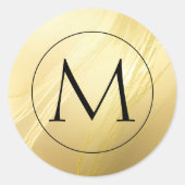 Gold Monogram Classic Round Aufkleber (Vorderseite)