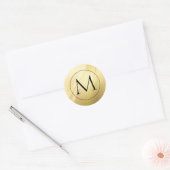 Gold Monogram Classic Round Aufkleber (Umschlag)
