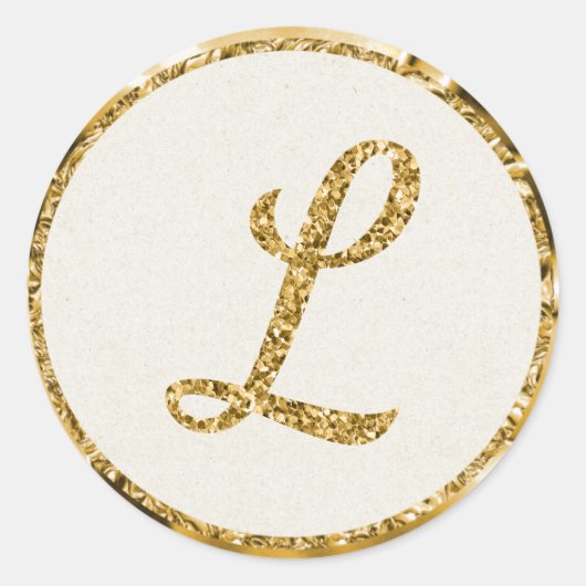 Gold Monogram Classic Round Aufkleber (Vorderseite)