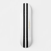 Gold Monogram Classic Schwarz-weiß Racing Stripes Skateboard (Vorne)
