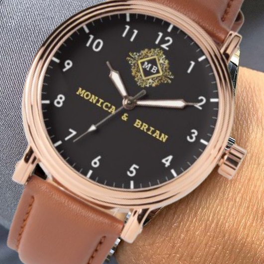 Gold Monogram couple names gift  Armbanduhr