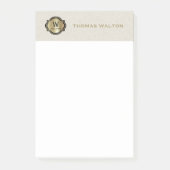 Gold Monogram Creamy White Leather Look Elegant Post-it Klebezettel (Vorderseite)