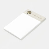 Gold Monogram Cremeweißes Leder Elegant Post-it Klebezettel (angewinkelt)