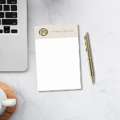 Gold Monogram Cremeweißes Leder Elegant Post-it Klebezettel