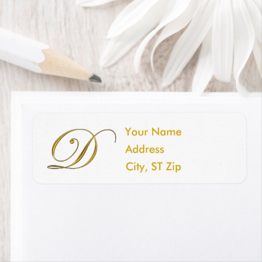 Gold Monogram D Address Labels (Insitu)