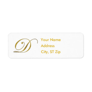 Gold Monogram D Address Labels