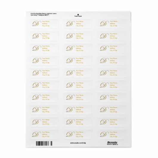 Gold Monogram D Address Labels (Vorne)