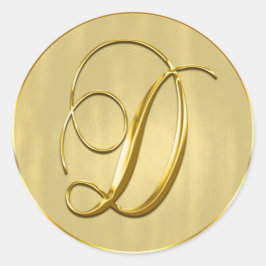 Gold Monogram D Siegel Wedding Invitation Holiday Runder Aufkleber