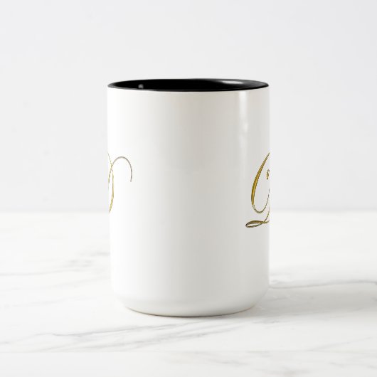 Gold Monogram D Tasse und Steine (Mittel)