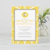 Gold Monogram Damask Bridal Shower Invitations Einladung (Stehend Vorderseite)