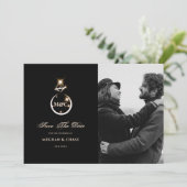 Gold Monogram Diamond Wedding Foto Save The Date (Stehend Vorderseite)