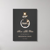 Gold Monogram Diamond Wedding Save the Date Leinwanddruck (Vorderseite)