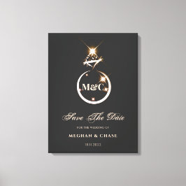 Gold Monogram Diamond Wedding Save the Date Leinwanddruck