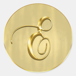 Gold Monogram E Siegel Hochzeit Einladung Urlaub Runder Aufkleber