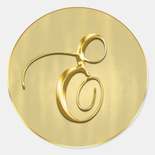 Gold Monogram E Siegel Hochzeit Einladung Urlaub Runder Aufkleber