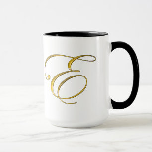 Gold Monogram E Tasse und Steine