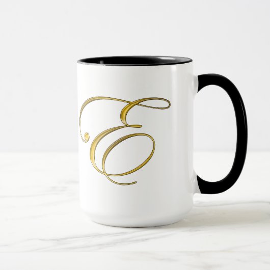 Gold Monogram E Tasse und Steine (Rechts)
