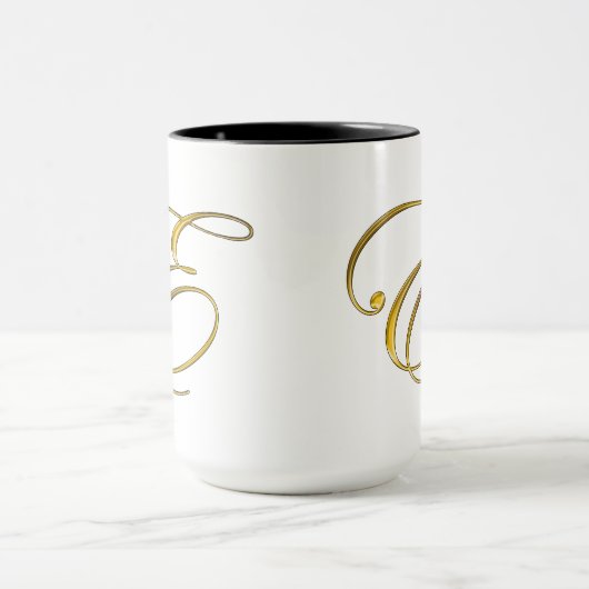 Gold Monogram E Tasse und Steine (Zentrum)