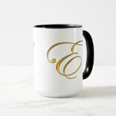 Gold Monogram E Tasse und Steine (VorderseiteRechts)