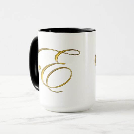 Gold Monogram E Tasse und Steine (Vorderseite Links)