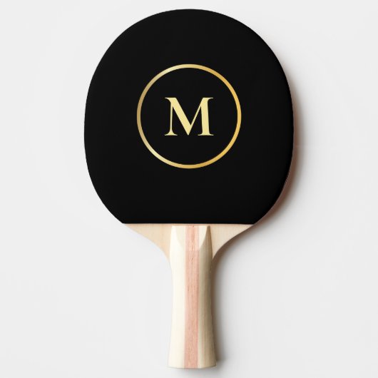 Gold Monogram Elegant Black Template Trendy Tischtennis Schläger (Vorderseite)