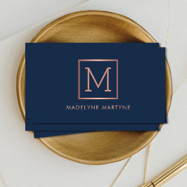 Gold Monogram-Elegant der Navy Rose Visitenkarte