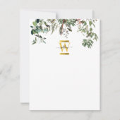 Gold Monogram Elegant Eukalyptus Greenerity & Bird Mitteilungskarte (Vorderseite)
