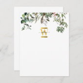 Gold Monogram Elegant Eukalyptus Greenerity & Bird Mitteilungskarte (Vorne/Hinten)
