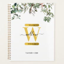 Gold Monogram Elegant Eukalyptus Greenerity & Bird