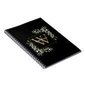 Gold Monogram Elegant Eukalyptus Greenerity Black Notizblock (Rechte Seite)