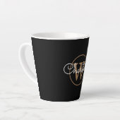 Gold Monogram Elegant Girly Script Black Milchtasse (Linke Ecke)