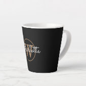 Gold Monogram Elegant Girly Script Black Milchtasse (Rechte Ecke)
