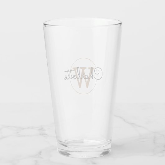Gold Monogram Elegant Girly Script Glas (Rückseite)