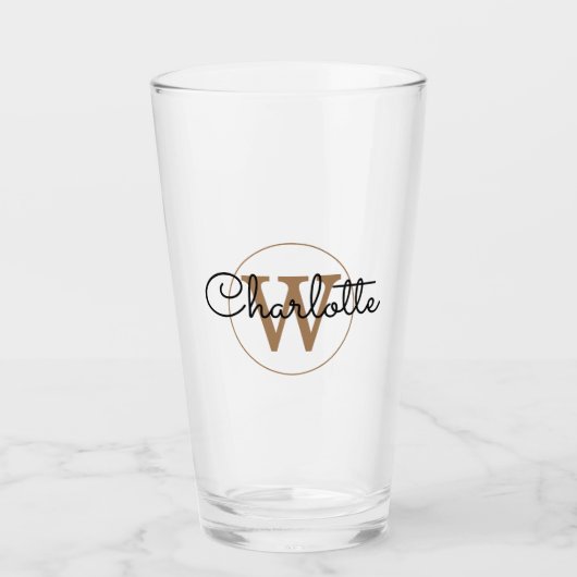 Gold Monogram Elegant Girly Script Glas (Vorderseite)