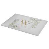 Gold Monogram Elegant Greenerenerage Foliage Schneidebrett (Ecke)