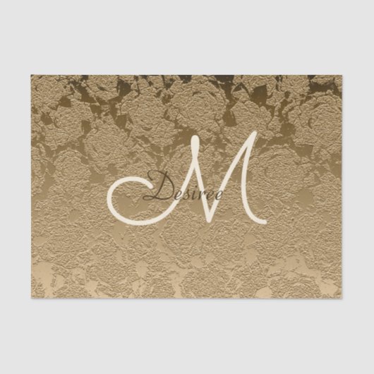 Gold Monogram Elegant Moderne Girly Seidenpapier (Vorderseite)