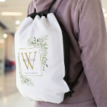 Gold Monogram Elegant Moderne Grüne Zeichenkette B Sportbeutel<br><div class="desc">Elegante Aquarell Blätter Monogramm Namensbeutel mit einer Monogramm-Initial. Entwickelt von Thisisnotme©</div>