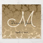 Gold Monogram Elegant Moderne Hochzeit Alkoholflaschenetikett (Einzelnes Label)