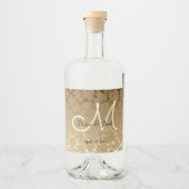 Gold Monogram Elegant Moderne Hochzeit Alkoholflaschenetikett (Vorderseite)