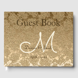 Gold Monogram Elegant Moderne Hochzeit Gästebuch